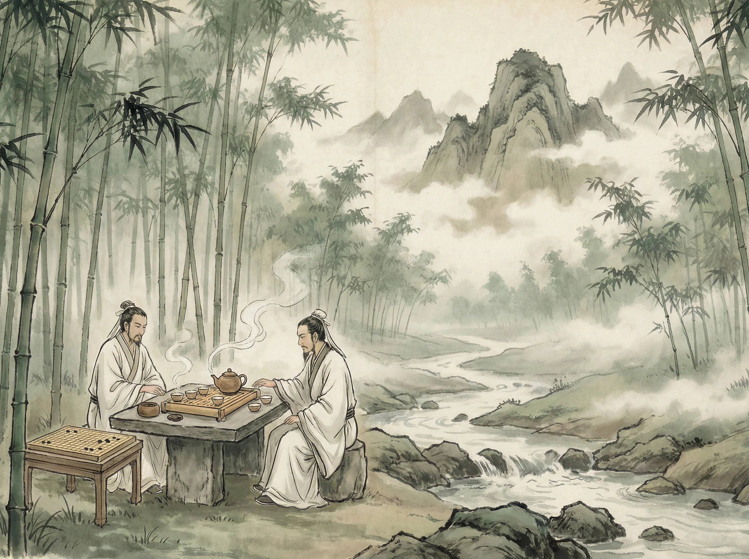 竹林中品茶对弈，体验 炸金花guanwang 禅意生活